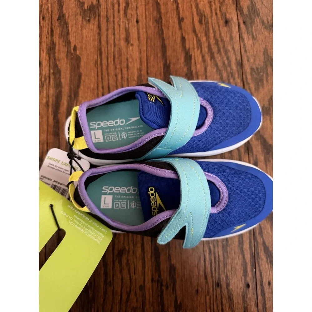 Boys' Speedo S-Way Slip-On Toddler Water Shoes Size Large 9-10 Black & Blue